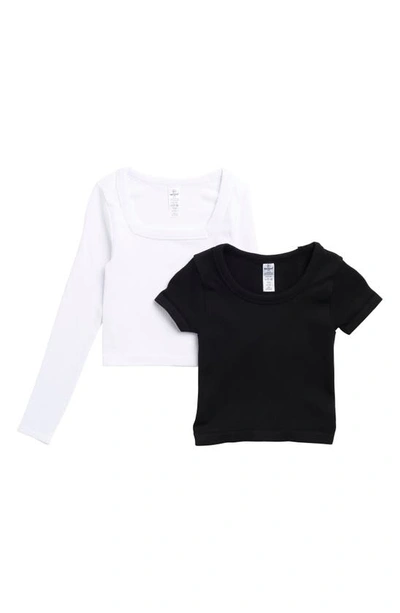 Shop 90 Degree By Reflex Kids' Assorted 2-pack Tops In Black/ White