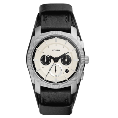 Shop Fossil Machine Chronograph Quartz White Dial Men's Watch Fs5921 In Black / White