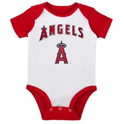 Shop Outerstuff Infant White/heather Gray Los Angeles Angels Two-pack Little Slugger Bodysuit Set