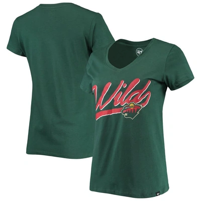 Shop 47 ' Green Minnesota Wild Script Sweep Ultra Rival V-neck T-shirt
