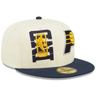 Shop New Era Cream/navy Indiana Pacers 2022 Nba Draft 59fifty Fitted Hat