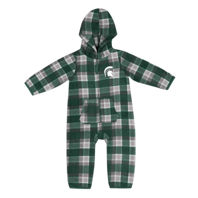 Shop Colosseum Infant  Green/gray Michigan State Spartans Farays Plaid Full-zip Hoodie Jumper