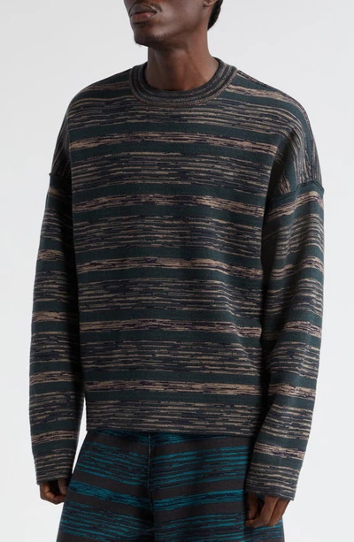 Shop Waste Yarn Project Mons Stripe Reversible One Of A Kind Crewneck Sweater In Blue Multi