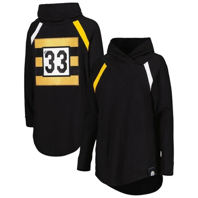 Shop Kiya Tomlin Black Pittsburgh Steelers Tri-blend Raglan Pullover Sweatshirt