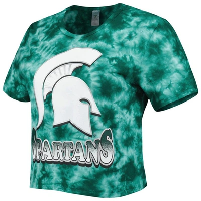 Shop Zoozatz Green Michigan State Spartans Cloud-dye Cropped T-shirt