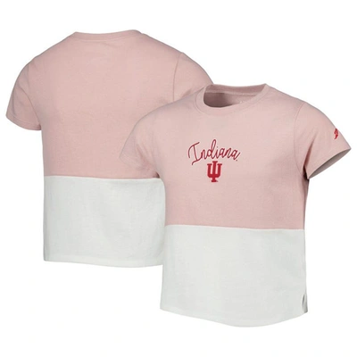 Shop League Collegiate Wear Girls Youth  Pink/white Indiana Hoosiers Colorblocked T-shirt