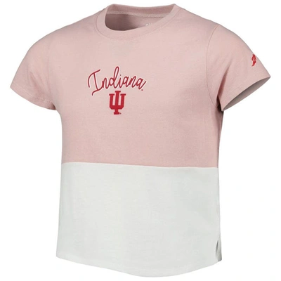 Shop League Collegiate Wear Girls Youth  Pink/white Indiana Hoosiers Colorblocked T-shirt