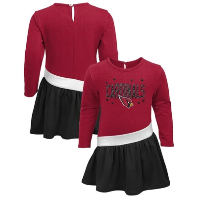 Shop Outerstuff Girls Preschool Cardinal/black Arizona Cardinals Heart To Heart Jersey Dress
