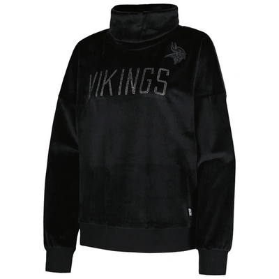 Shop Dkny Sport Black Minnesota Vikings Deliliah Rhinestone Funnel Neck Pullover Sweatshirt
