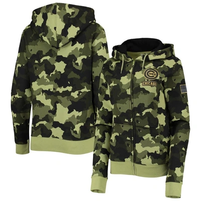 Shop New Era Green Chicago Cubs 2022 Mlb Armed Forces Day Camo Full-zip Hoodie