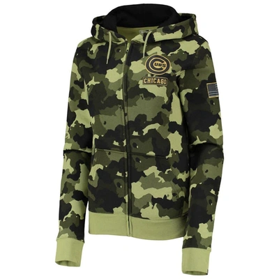 Shop New Era Green Chicago Cubs 2022 Mlb Armed Forces Day Camo Full-zip Hoodie
