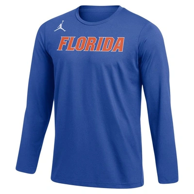 Shop Jordan Brand Royal Florida Gators Logo Practice Performance Long Sleeve T-shirt