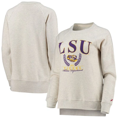 Shop League Collegiate Wear Oatmeal Lsu Tigers Academy Raglan Pullover Sweatshirt
