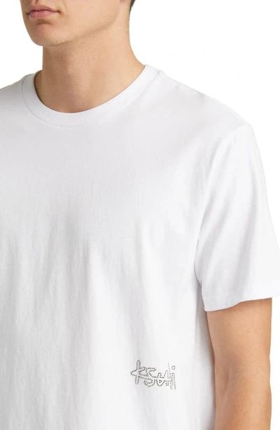 Shop Ksubi Krystal Embellished Kash Logo Cotton T-shirt In White