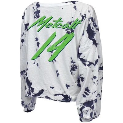Shop Majestic Threads Dk Metcalf White Seattle Seahawks Off-shoulder Tie-dye Name & Number Long Sleeve V-