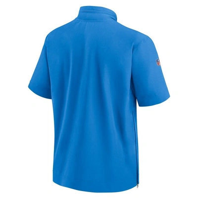 Shop Nike Powder Blue Los Angeles Chargers Sideline Coach Short Sleeve Hoodie Quarter-zip Jacket