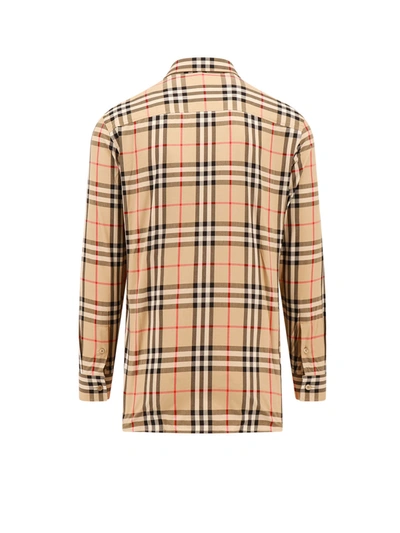 Shop Burberry Cotton Shirt With Check Motif