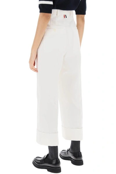 Shop Thom Browne Cropped Wide Leg Jeans