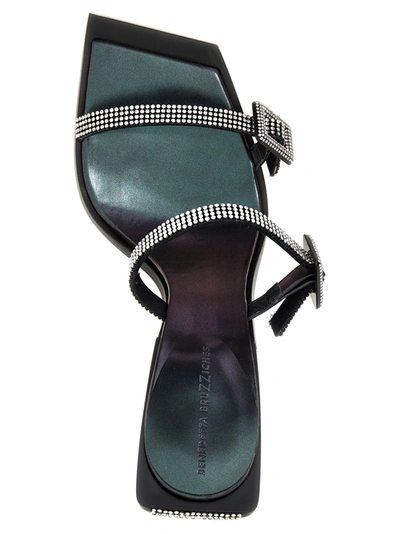 Benedetta Bruzziches Square Toe Rhinestone Double Strap Sandals
