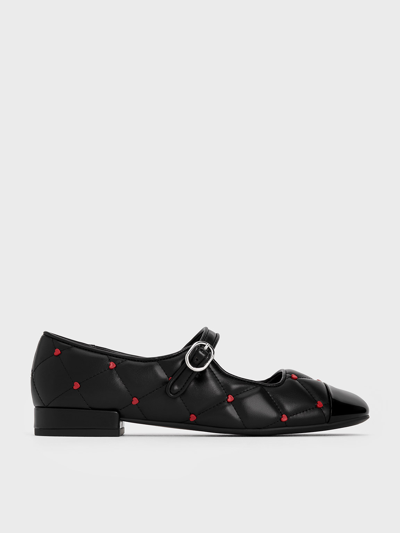 Shop Charles & Keith - Dahlia Heart-print Mary Janes In Black