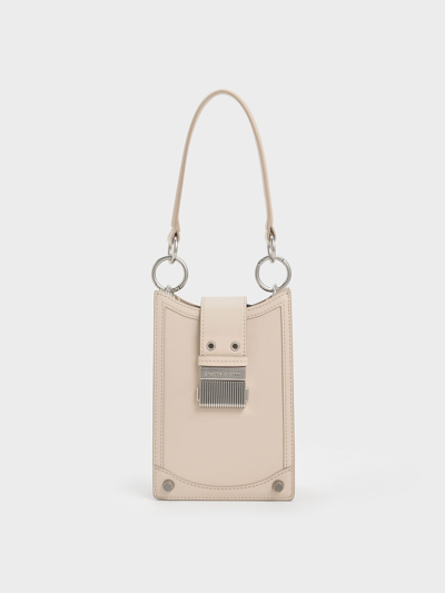 Shop Charles & Keith Winslet Belted Phone Pouch In Oat