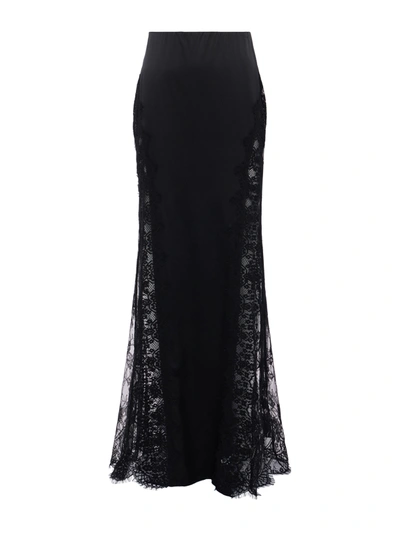 Shop L Agence Minka Silk Lace Skirt In Black