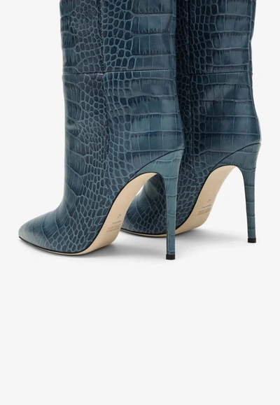 Shop Paris Texas 120 Denim Boots In Crocodile-embossed Leather In Blue
