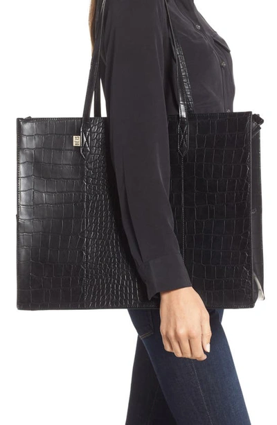 Shop Beis The Work Tote In Black Croc
