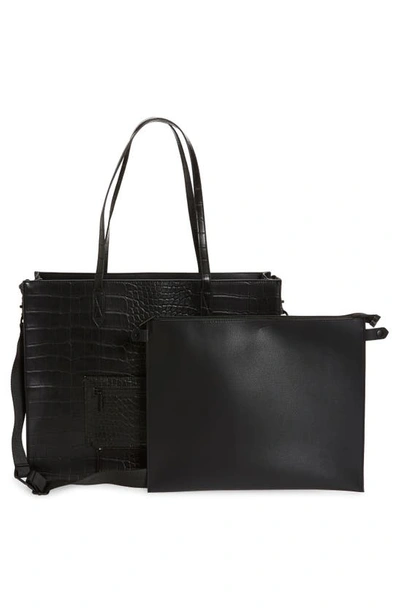 Shop Beis The Work Tote In Black Croc