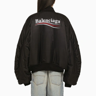 Shop Balenciaga Black Oversize Nylon Bomber Jacket Women
