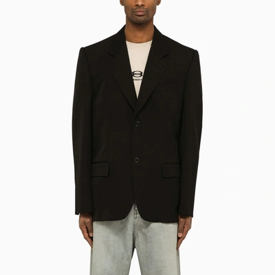 Shop Balenciaga Black Wool Single-breasted Jacket Men