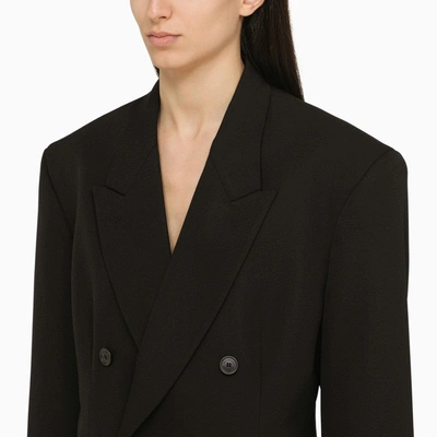 Shop Balenciaga Cinched Double-breasted Black Wool Jacket Women