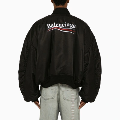Shop Balenciaga Varsity Jacket Political Campaign Black Nylon Men