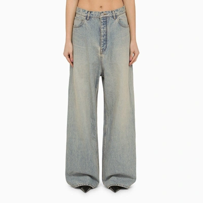 Shop Balenciaga Wide-leg Washed Denim Jeans Women In Blue