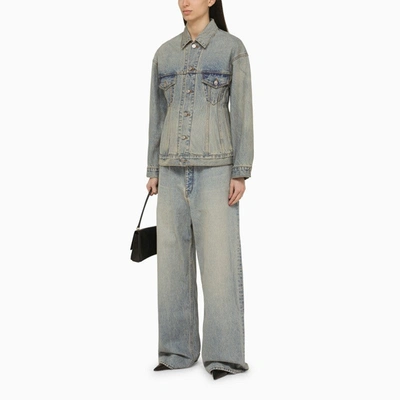 Shop Balenciaga Wide-leg Washed Denim Jeans Women In Blue