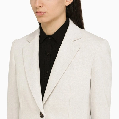 Shop Brunello Cucinelli Chalk-coloured Single-breasted Jacket In Linen And Cotton Women In White