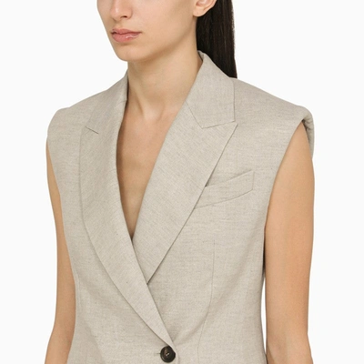 Shop Brunello Cucinelli Light Grey Linen Waistcoat Women In Gray