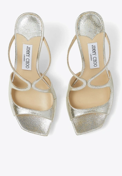 Jimmy Choo Womens Champagne Anise 75 Glitter-effect Leather Heeled Sandals In Metallic
