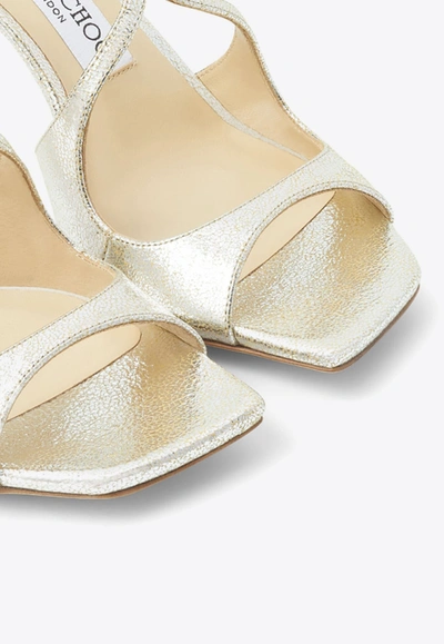 Jimmy Choo Womens Champagne Anise 75 Glitter-effect Leather Heeled Sandals In Metallic