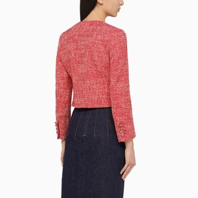 Shop Gucci Red/white Tweed Double-breasted Jacket Women
