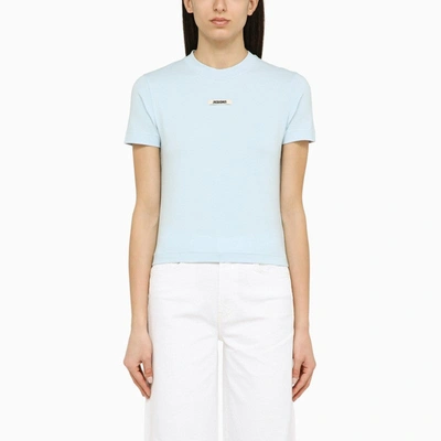 Shop Jacquemus Gros Grain Light Blue Cotton T-shirt Women