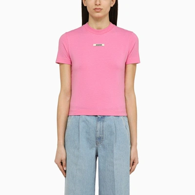 Shop Jacquemus Gros Grain Pink Cotton T-shirt Women