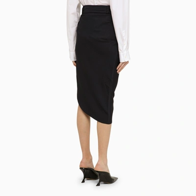 Shop Jacquemus Navy Blue Viscose Jupe Saudade Skirt Women