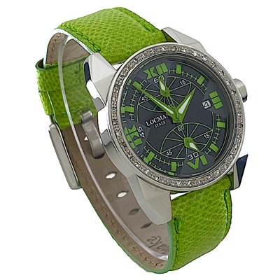 Pre-owned Locman Unisex  Cavallo Pazzo Chronograph Diamond Bezel Quartz Ref.161 Watch 40 Mm