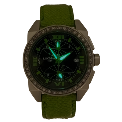 Pre-owned Locman Unisex  Cavallo Pazzo Chronograph Diamond Bezel Quartz Ref.161 Watch 40 Mm