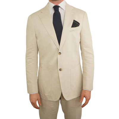Pre-owned Suitsupply Men  Suit Havana Patch Linen & Cotton Eu52 Uk/us42 S162 In Beige