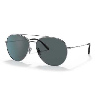 Pre-owned Oliver Peoples Airdale Ov1286 Silver Gray Polarized Glass Sunglasses 1286 61mm
