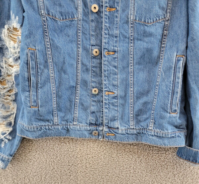 Pre-owned Jw Anderson Distressed Denim Jacket Men's L Light Blue Two Buttoned Flap Pockets