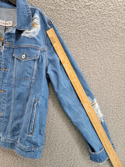 Pre-owned Jw Anderson Distressed Denim Jacket Men's L Light Blue Two Buttoned Flap Pockets