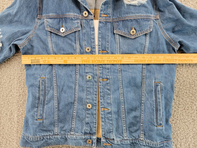 Pre-owned Jw Anderson Distressed Denim Jacket Men's L Light Blue Two Buttoned Flap Pockets